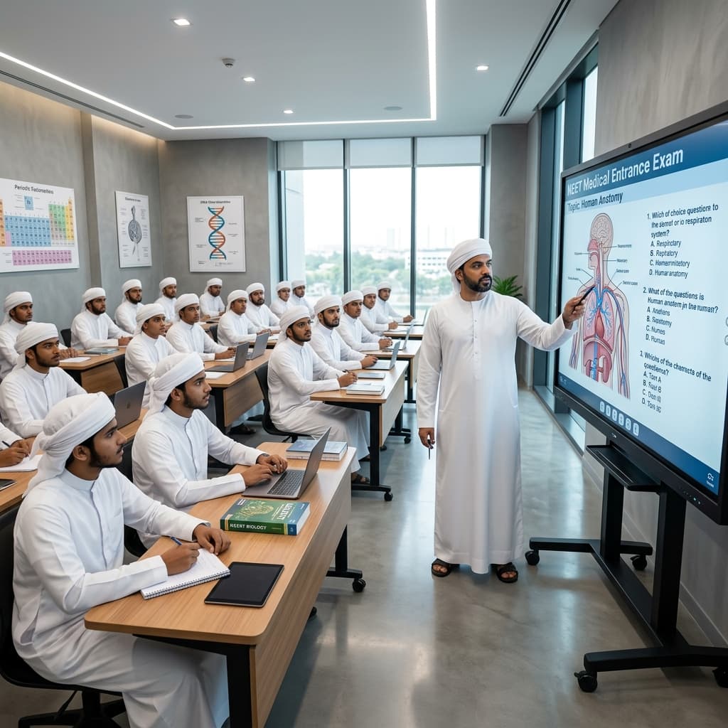 Hafiz students and teacher in Emarati dress & Kerala turban - NEET Medical Entrance Training
